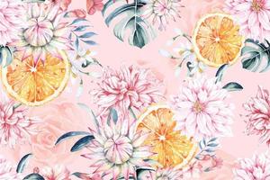 Seamless pattern of Blooming flowers with watercolor 20 vector