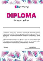 Diploma template with blue and purple triangles vector