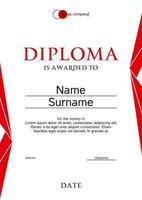 Exquisite diploma template with red triangles vector
