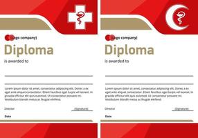 Diploma templates with a red cross and a crescent vector