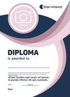 Diploma template with powdery, blueberry and blue waves vector