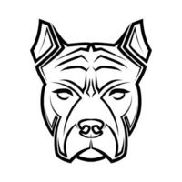 arte lineal en blanco y negro de la cabeza de un perro pitbull. buen uso de símbolo, mascota, icono, avatar, tatuaje, diseño de camiseta, logotipo o cualquier diseño vector