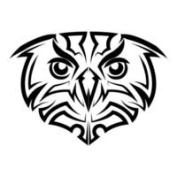 Black and white line art of owl head. vector