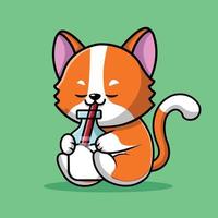 Cute Cat Drink Milk vector