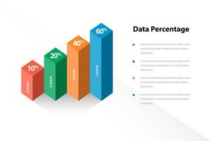 Diagrama de infografía empresarial de barra de datos 3d para presentación vector