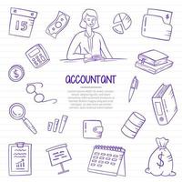 accountant job or jobs profession doodle hand drawn vector