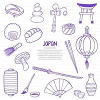japan nation or country doodle hand drawn with outline style vector