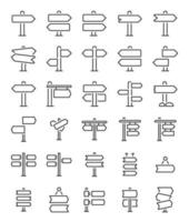 set of simple line signboard icons vector