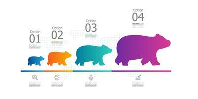 bear growth timeline infographics element presentation vector