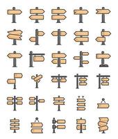 set of filled outline signboard icons vector