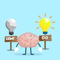 do and don't brain with bulb idea vector