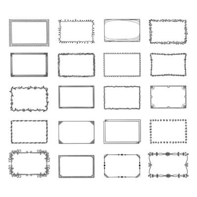 Frames sketched hand drawn square shapes different styles borders