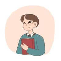 Boy student holding book in his hand. Educational concept illustration vector