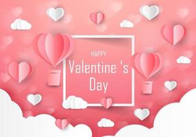 heart shape. paper art style. valentine day vector