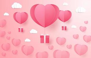 heart shape. paper art style. valentine day vector