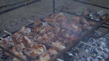 georgian traditional food mtsvadi - baked pork video