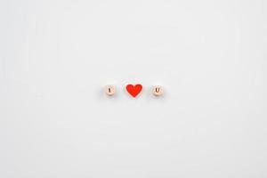 Valentines day concept. On a white background, the bones with the phrase I love you. photo