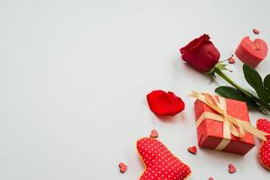 Beautiful red rose flower on white background. photo