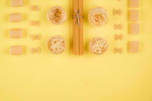 Pasta background. Top. Place for text. photo