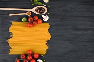 Set of products for Italian pasta. Copy space on the right. photo