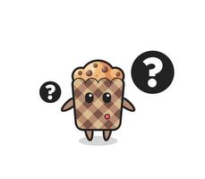 Ilustración de dibujos animados de muffin con el signo de interrogación vector