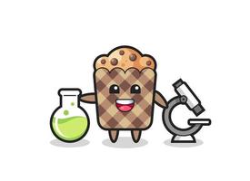 Mascot character of muffin as a scientist vector