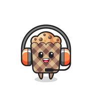Cartoon mascot of muffin as a customer service vector