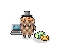 Ilustración de mascota de muffin como hacker vector