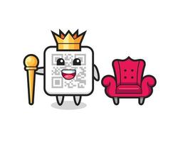Mascot cartoon of qr code as a king vector