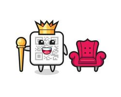 Mascot cartoon of qr code as a king vector