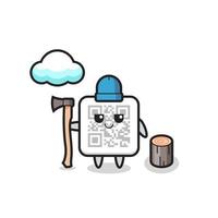 Character cartoon of qr code as a woodcutter vector