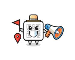 Character cartoon of qr code as a tour guide vector