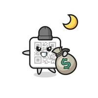 ilustración de dibujos animados de código qr se roba el dinero vector