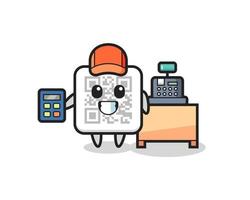 Illustration of qr code character as a cashier vector