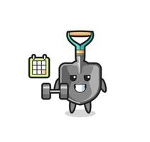 shovel mascot cartoon doing fitness with dumbbell vector