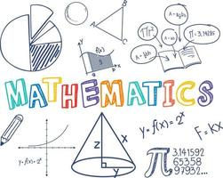 Doodle fuente matemática con objetos matemáticos vector