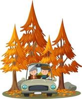 Old couple travelling by car in the park vector