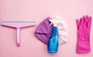 Cleaning and necessary items on pik background photo