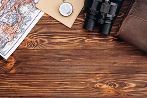 compass on a wooden background photo