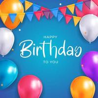 Happy Birthday congratulations banner design with Confetti, Balloons  for Party Holiday Background. Vector Illustration