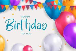 Happy Birthday congratulations banner design with Confetti, Balloons  for Party Holiday Background. Vector Illustration