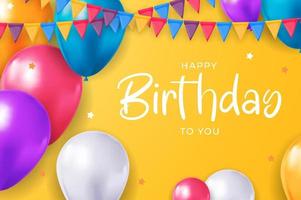Happy Birthday congratulations banner design with Confetti, Balloons  for Party Holiday Background. Vector Illustration