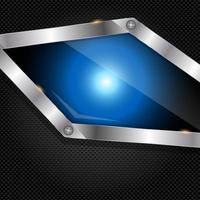 Abstract metal and glass background with frame vector