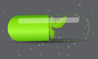 icono de píldora de hierbas ilustración de vector de fondo de medio ambiente