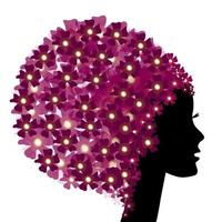 Floral girl silhouette with flowers vector