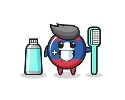 Mascot Illustration of laos flag badge with a toothbrush vector