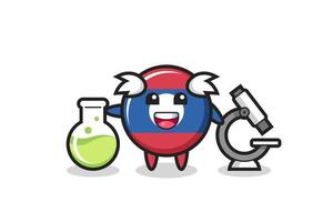 Mascot character of laos flag badge as a scientist vector