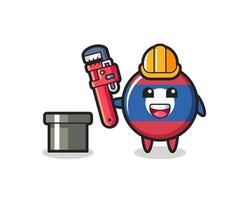 Character Illustration of laos flag badge as a plumber vector