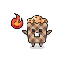 muffin character cartoon with angry gesture vector