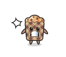 muffin character cartoon with shocked gesture vector